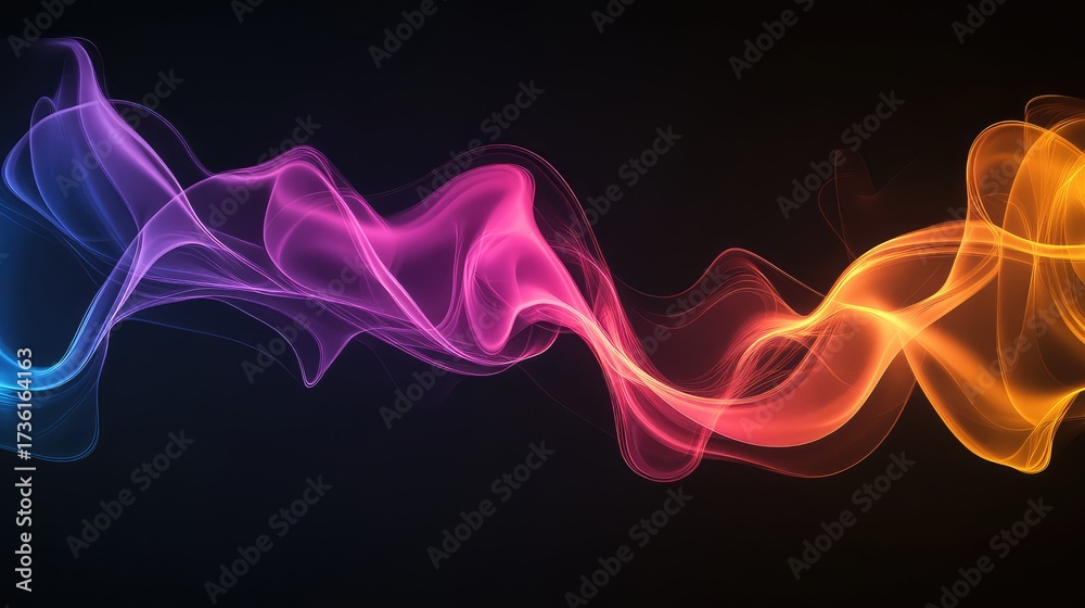 Canvas Prints colorful abstract wave flowing on dark background
