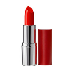 Fototapeta premium Women’s lipstick red shade, white isolated background
