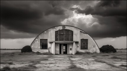 Fototapeta premium Big old hangar on the collective farm