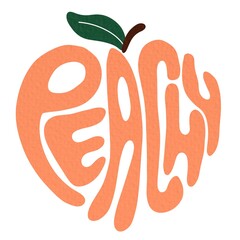 Abstract peach fruit vector, summer fruit illustration, boho peach vector