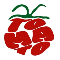 Red tomato risograph effect. Cartoon organic vegetable with retro print effect, healthy food concept for poster card design. Vector isolated illustration.
