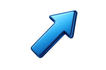 Blue 3d arrow icon pointing up and right symbolizing growth, success, progress, and increasing trend on transparent background