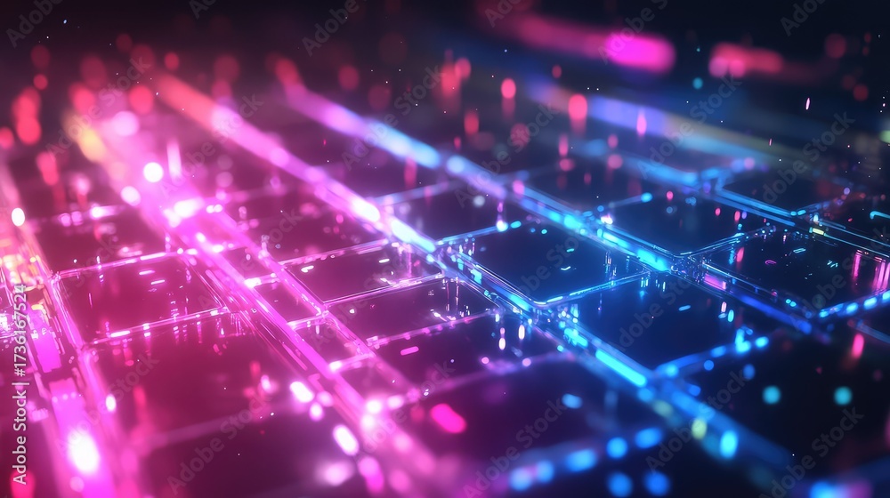 Wall mural digital grid network displaying data stream technology