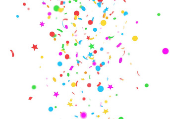 Colorful confetti burst isolated on transparent background