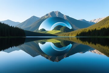 mountain lake reflection