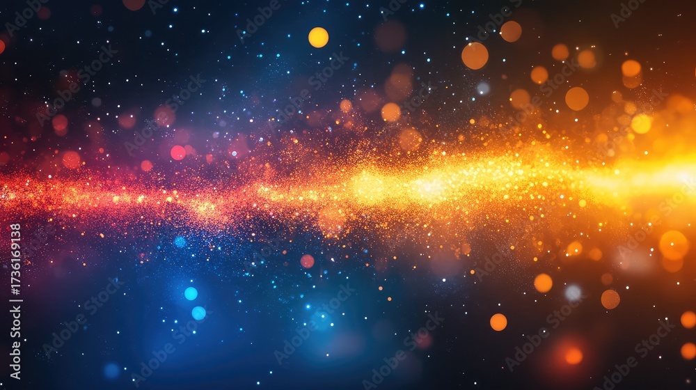 Wall mural abstract orange and blue galaxy exploding particle stream