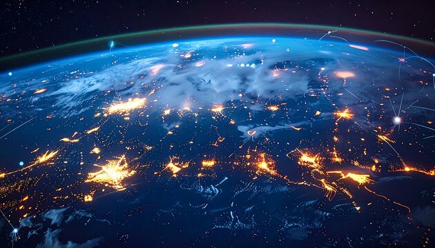 Earth at night, network of lights