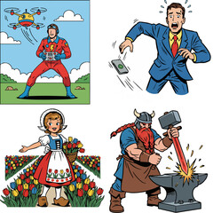 The Drone Pilot,The Dropped Phone,The Dutch Tulip Girl,The Dwarf Blacksmith