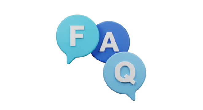 Isolated 3D illustration of FAQ text in chat bubbles, frequently asked questions graphic