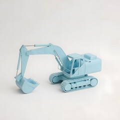 Obraz premium white background and pastel Blue Paper Excavator Origami