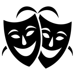 Theater masks vector clean black silhouette design white background