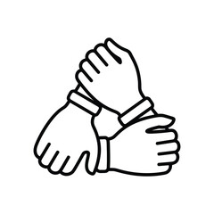 Obraz premium Three hands clasped together in a circle representing unity teamwork and support