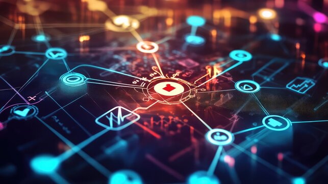 Digital network connecting data and social media apps