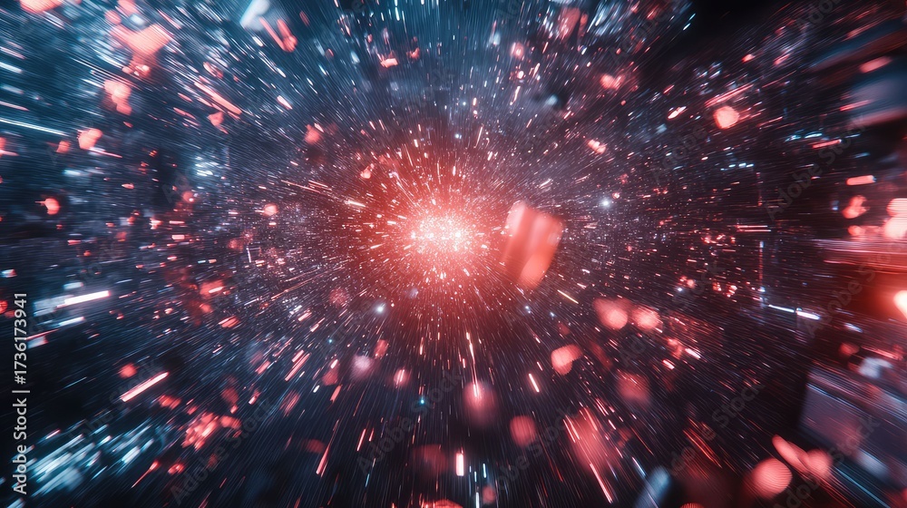 Canvas Prints hyperspace travel with light speed exploding particles
