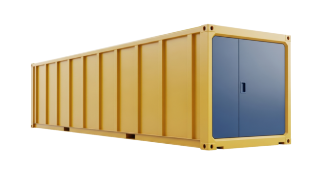 Isolated yellow storage container offers secure storage for goods, materials, or equipment