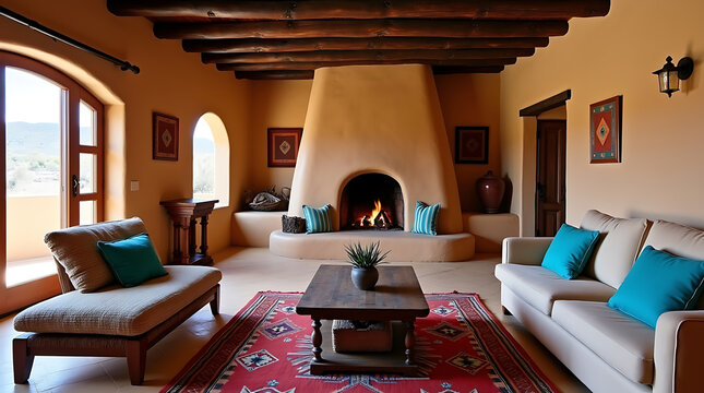 Warm Adobe Style Living Room