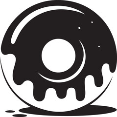 Chocolate donut silhouette vector