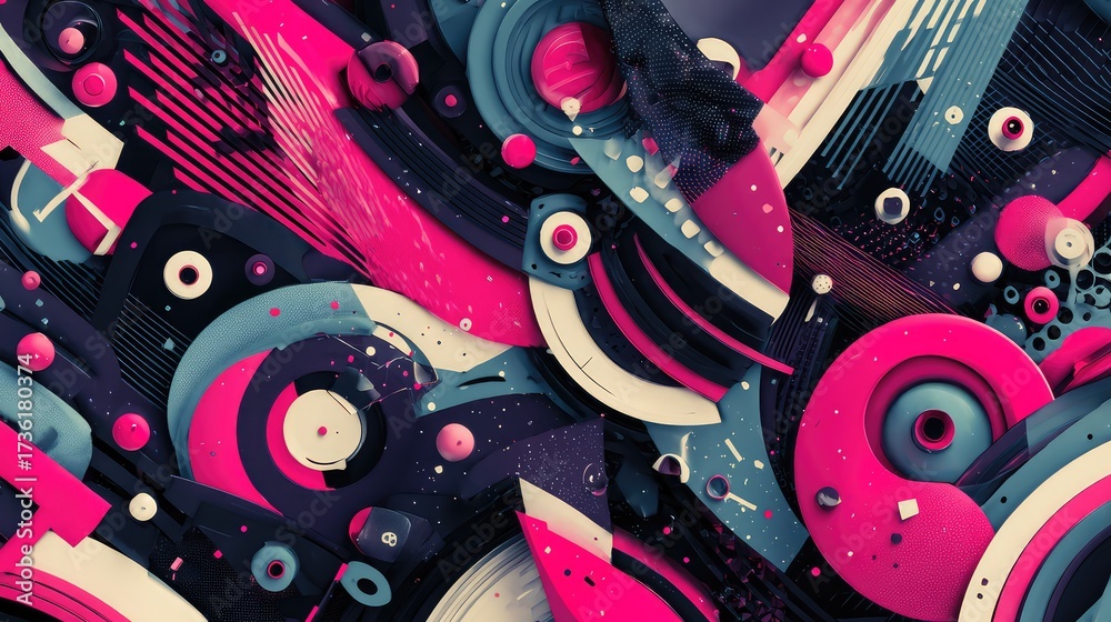 Wall mural abstract geometric shapes creating vibrant dynamic composition