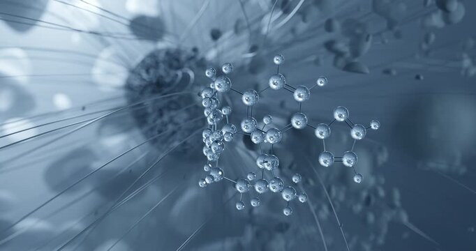 Suvorexant rotating molecular 3d structure ball-and-stick model, looped video hypnotic agent

