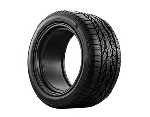 Angled Side View of Sports Car Tire with Deep Tread Design, Transparent PNG