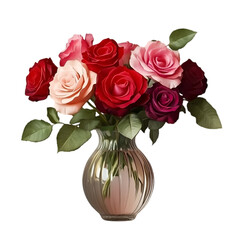 Watercolor-Style Vase with Flowers – Blue and White Design with Bright Florals