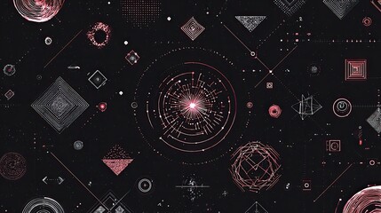 Obraz premium Abstract technology connecting geometric shapes on black background