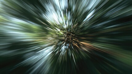 Abstract speed light trails zooming through a forest