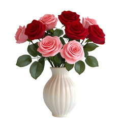Watercolor-Style Vase with Flowers – Blue and White Design with Bright Florals