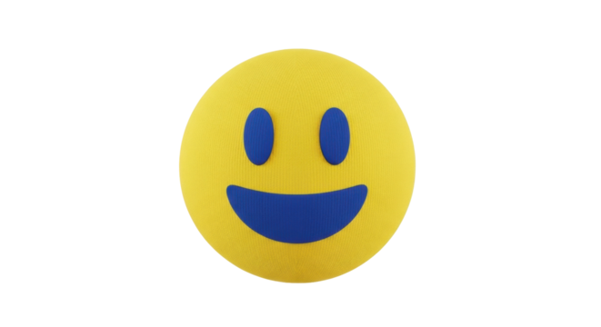 Isolated smiling yellow emoji ball for fun and positive feelings; simple design, icon