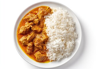 Chicken curry with rice on a plate