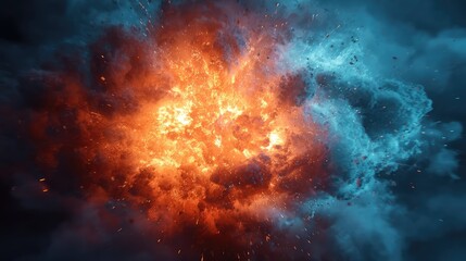 Obraz premium Explosion bursting with vibrant flames and smoke