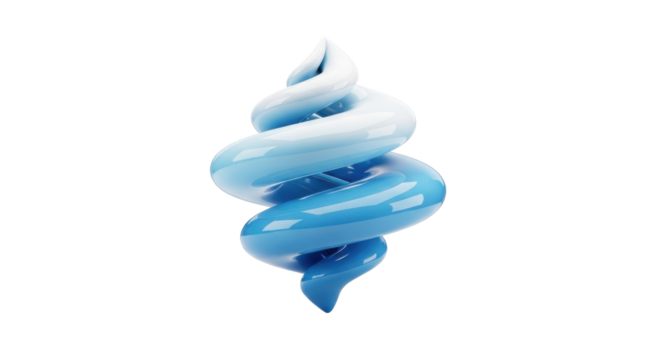 A swirling, abstract form rendered in shades of blue, resembling a soft serve ice cream cone.