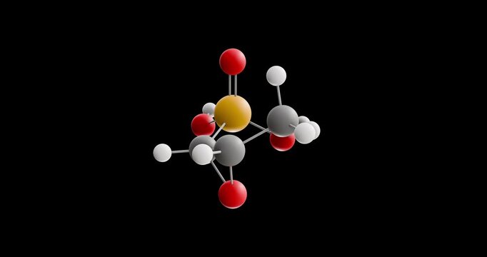 Fosfomycin molecule, rotating 3D model of antibiotic, looped video on a black background
