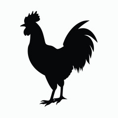 Silhouette of a rooster, standing tall proudly