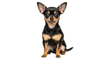 Isolated cute little Chihuahua dog sitting attentively while looking straight ahead
