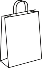 Minimalist illustration of a blank shopping paper bag with handles, isolated on white background. Perfect for branding, packaging, retail, and eco-friendly concepts.