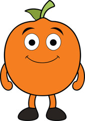 Cartoon orange character with a happy face