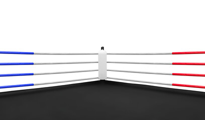 Close up white corner in boxing ring isolated