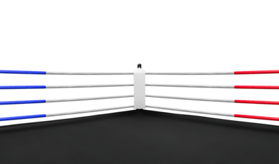 Close up white corner in boxing ring isolated
