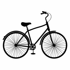 Old bicycle vector clean black silhouette design white background
