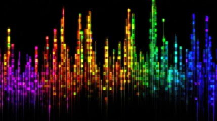Digital equalizer displaying colorful sound waves spectrum