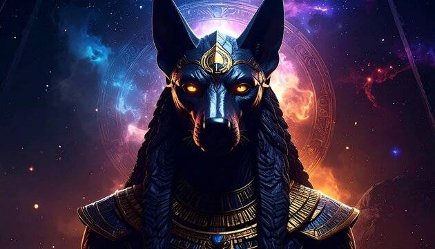 Dark mystical creature, cosmic background