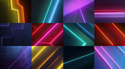 Neon light lines creating vibrant futuristic geometric patterns