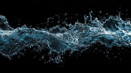 Fresh clear blue water splashing on black