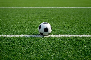"Top View of a Soccer Field with Ball at Center"
