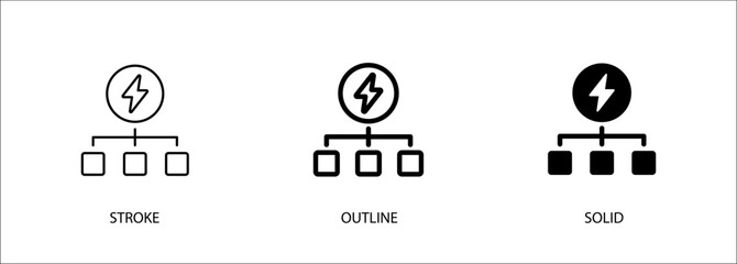 Energy management icon. Editable vector icon, outline and solid. Eps10 file.