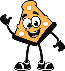 Cartoon pizza slice character waving