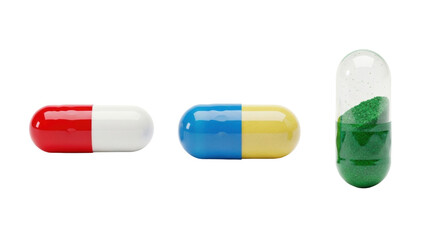 Isolated colorful medicine capsule, pill concept used for prescription drug treatment