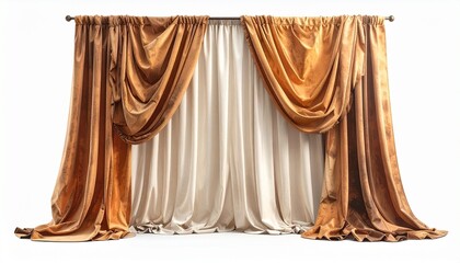 golden curtain isolated on white