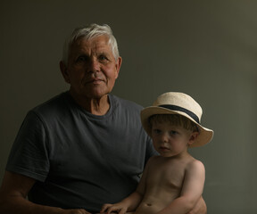 Portrait of Grandfather and Grandson in Soft Natural Light